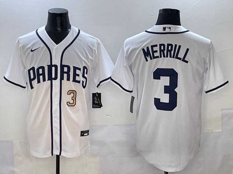 Men 2025 San Diego Padres #3 Merrill White Game Nike MLB Jersey style 4